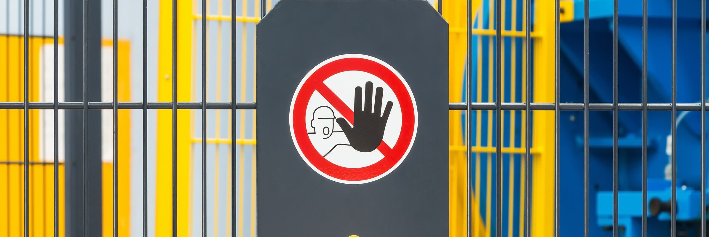 ISO 7010 P006 unauthorized access prohibited sign representing a machine hazard zone monitored by automated safety systems